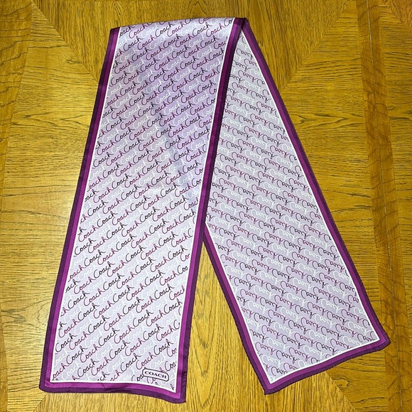 COACH Long Script Silk Scarf - Picture 2 of 6